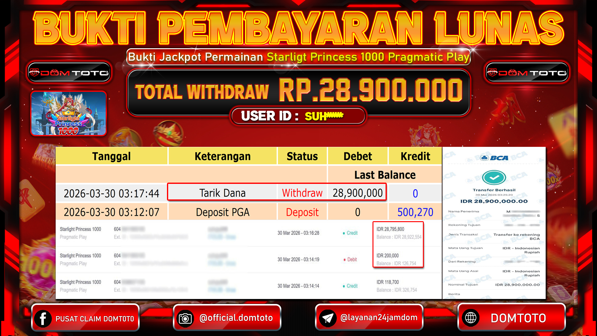 JACKPOT SLOT Starlight Princess 1000 Pragmatic Play 30 MARET 2026
